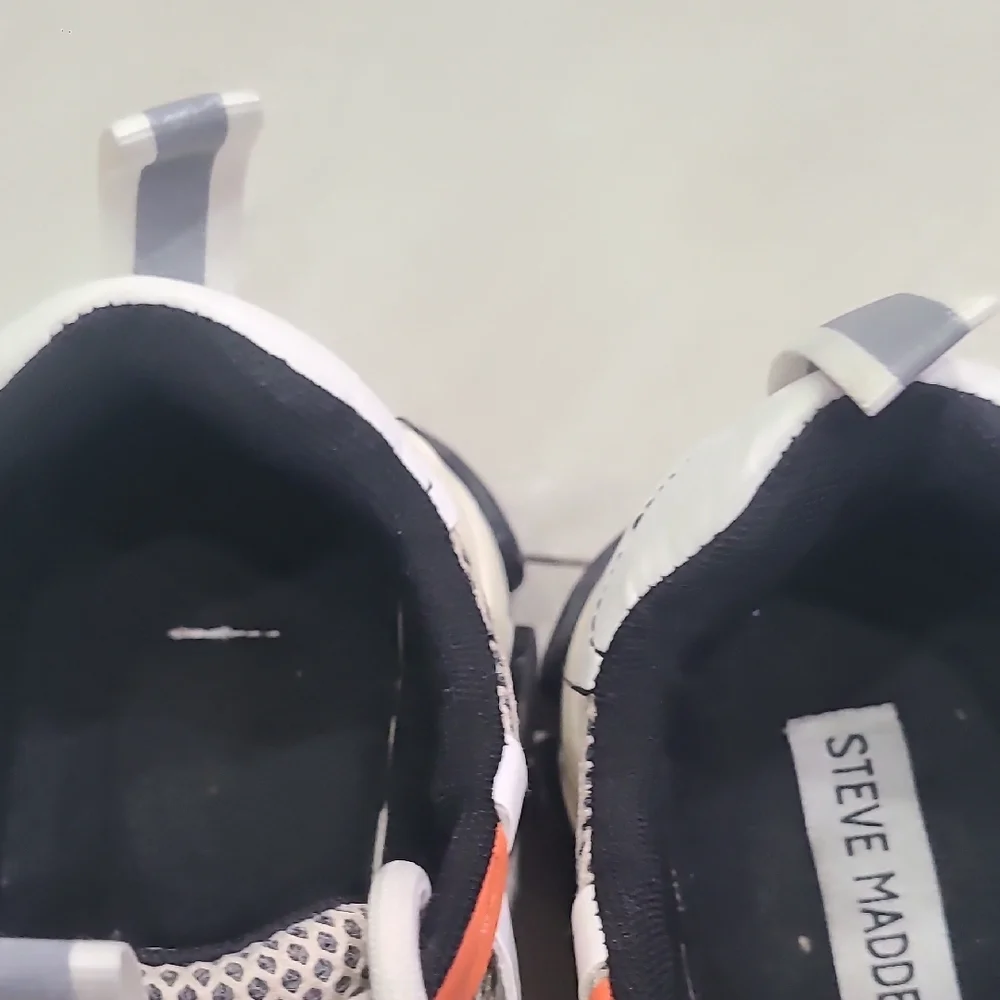 Steve Madden White and Black Sneakers with Coral Highlights